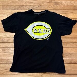 Genuine Merchandise Black Reds Logo Tee with Yellow Accent
